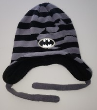 Batman Grey And Black Beanie Hat Youth With Tassels