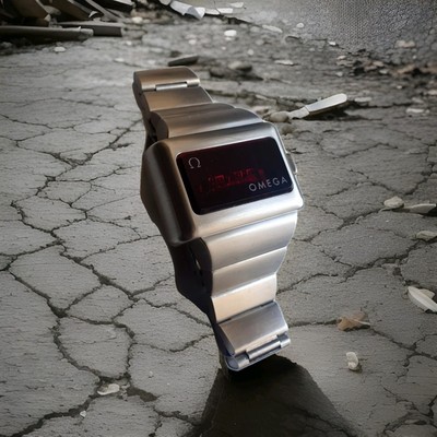 OMEGA TIME COMPUTER LED VINTAGE OMEGA 1601 TC1 Weißgold 80 Micron.