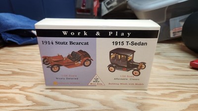 Work & Play Glencoe Scale Models 1914 Stutz Bearcat / 1915 T-Sedan Mini Kits NEW