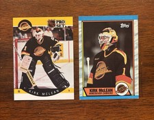 1989-90 Topps #61 Kirk McLean Rookie Card + 1990 Pro Set 302 Lot of 2 Free Ship