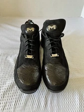 $1200 Mauri Black Suede Leather Crocodile Toe Shoes Sneakers 8900 EU 45, US 12