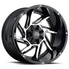 1 New 20x12 Vision 422 Prowler Black Machined Face 5x139.7 5x5.5 ET-51 Wheel Rim