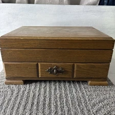 Naken Solid Oak Wood Anti-Tarnish Silverware Flatware Chest 16 X 11x 8 Green Int