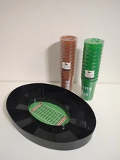 3 Pc Football "Game Day" Snack Compartmentalized Server Tray, Tailgate Pre Game