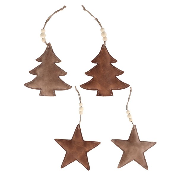4Er Set DekohäNger Leder Weihnachten Weihnachtsdeko Deko-AnhäNger Advent Winter-image