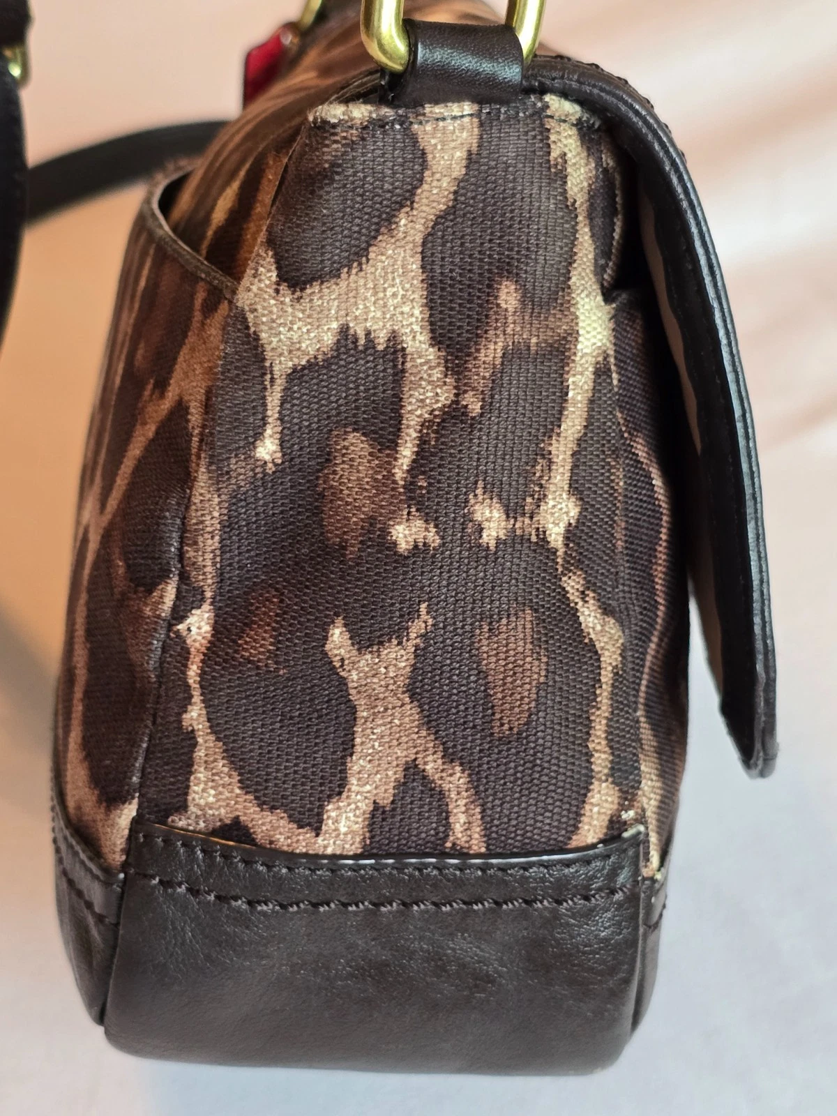 Borsa a tracolla Coach Park Ocelot Leopard con bordo in pelle e portafoglio abbinato