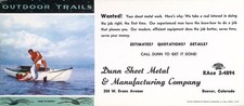 Vintage Outdoor Trails Dunn Sheet Metal Advertising Card Denver Colorado