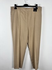 BNWT M S Size UK 20 Reg Straight High Rise Trousers Beige Neutral