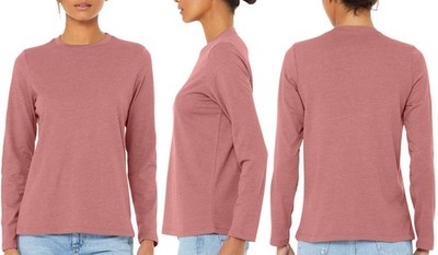 Ladies Long Sleeve T-Shirt Preshrunk 100% Soft Cotton Jersey Womens Tee S-2XL