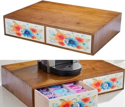 Wooden Coffee Pod Holder & Organizer - Cute Coffee Station Organizer for