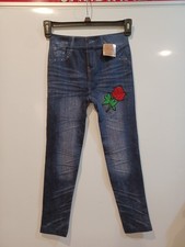 Meierge NWT 26x25x10 Girl's Jeggings W/Embroidered Rose Applique