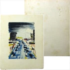 Wood engraving La Route de nuit MEAUTRY 1963 wishes large underground garages