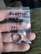 Genuine Handcrafted 1993 , Quarter Coin Ring, Size 7.5 .