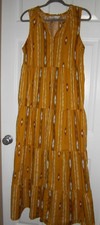 Sonoma Yellow Mustard Aztec Boho Tiered V-Neck Maxi Cotton Summer Dress Sz L