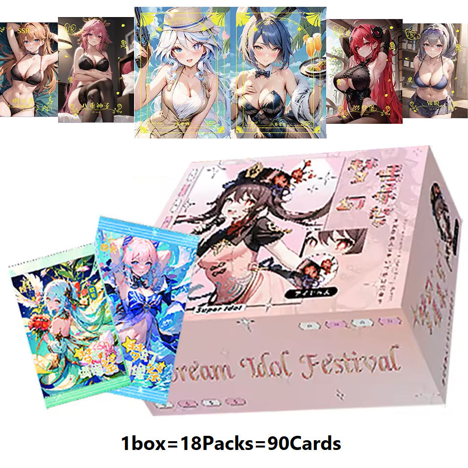 Dream Idol Festival 18 Pack Spicy Booster Box Waifu Trading Cards