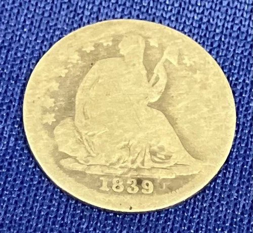 1839 United States Seated Liberty Half Dime 90% Silver Good Condition Variety 2