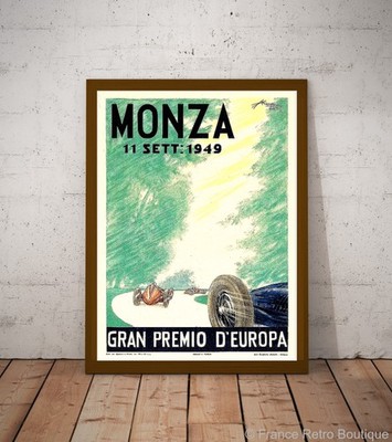 Monza Großer Preis von Europa 1949 Vintage Auto Racing Poster