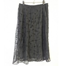 Y2K Black Flowy Midi Skirt Floral Glitter Whimsigoth Witchy Womens 14 Petite