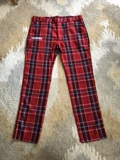 PLEASURES Rudeboy Plaid Pant Red Sz 38x33 EUC!