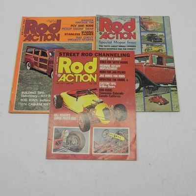 1974 ROD ACTION MAGAZINE LOT OF 3 ISSUES PERFORMANCE RACE CARS SPECIFICATION