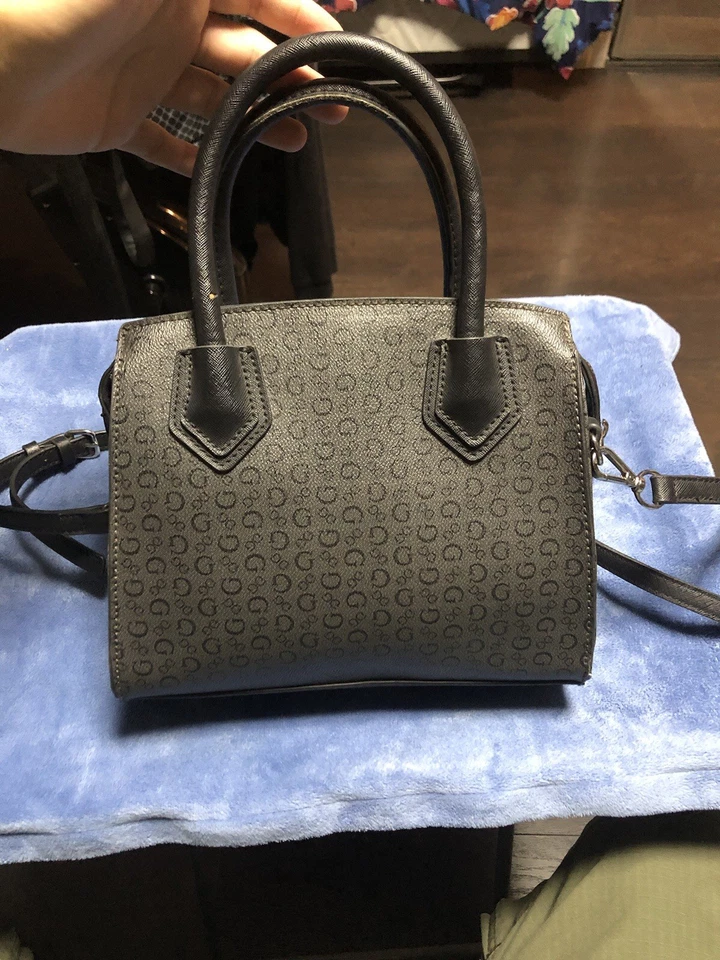 Women’s Guess Black Monogram Print Bag - Image 2 of 4