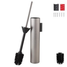 Wall Mounted Brushed Nickel Toilet Brush with Holder,Durable Cleaning Toilet ...