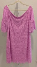 Lilly Pulitzer Lexa Lilac Rose Scalloped Shell Lace Off Shoulder Dress Size XL