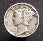 1945 S Mercury Dime Last Year Issue 90% Silver Avg Circ
