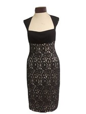 DAVID MEISTER size 6 black lace Midi cocktail dress