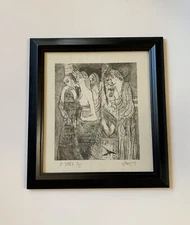 Yaser Safi Syria Women Syrian Figural Portrait Abstract Etching 2/8 Middle East
