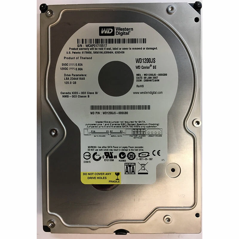 WD1200JS-00SGB0 - Western Digital 120GB 7200 RPM SATA 3.5" HDD - Image 1 of 1