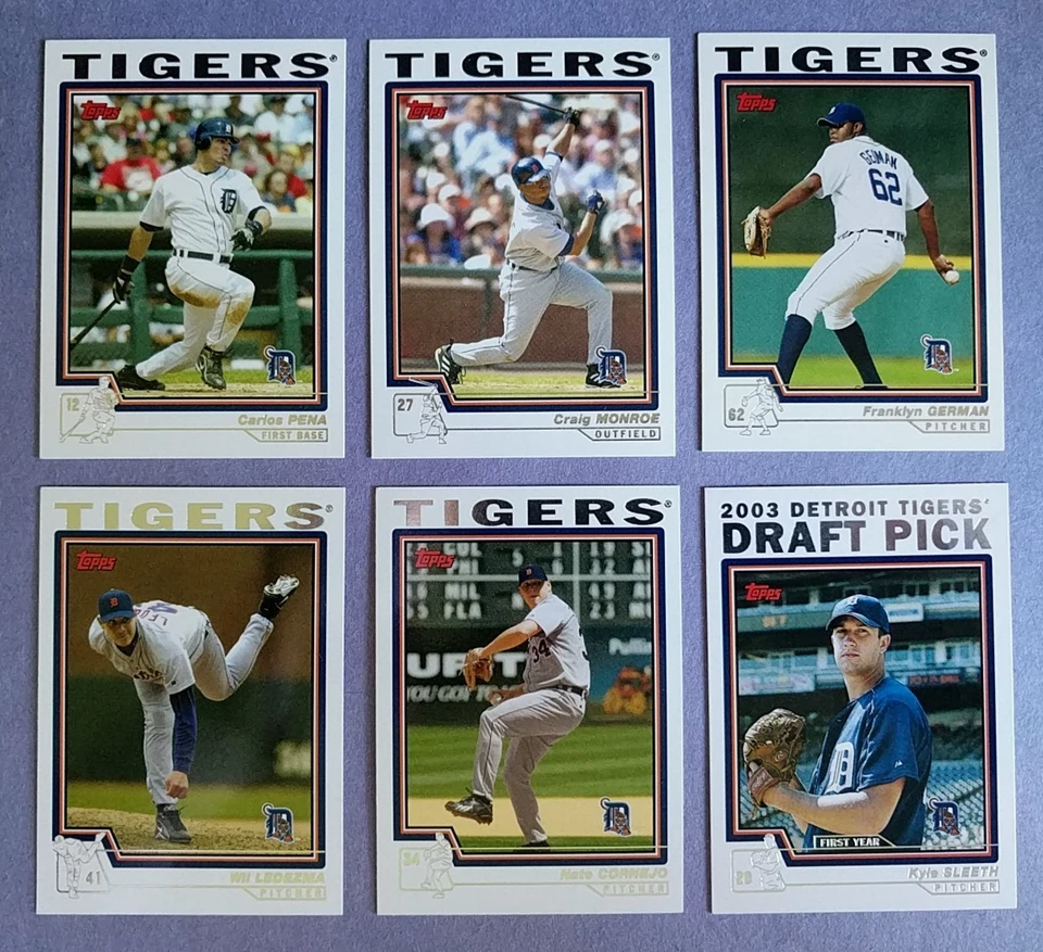 2004 Topps ~ Tigres de Detroit ~ Juego de 20 cartas del equipo ~ Serie 1 y 2 Foto 2 de 4