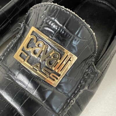 Roberto Cavalli Class Black Croc Embossed Leather Loafers  display picture 2
