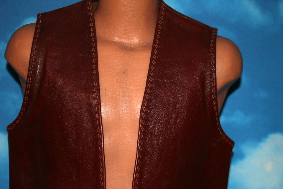 Chaleco de cuero hecho a mano estilo medieval vintage túnica abierta marrón Foto 2 de 4