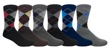 6 Pairs Men's Argyle Diamond Pattern Dress Socks Value Pack