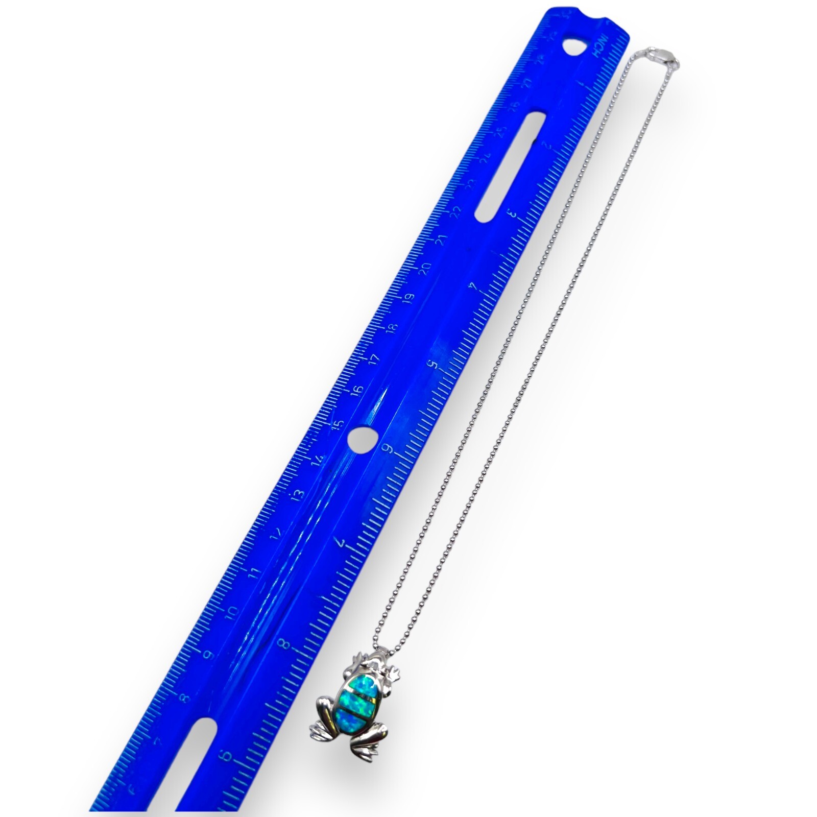 925 Solid Sterling Silver Blue Opal Frog Pendant … - image 5