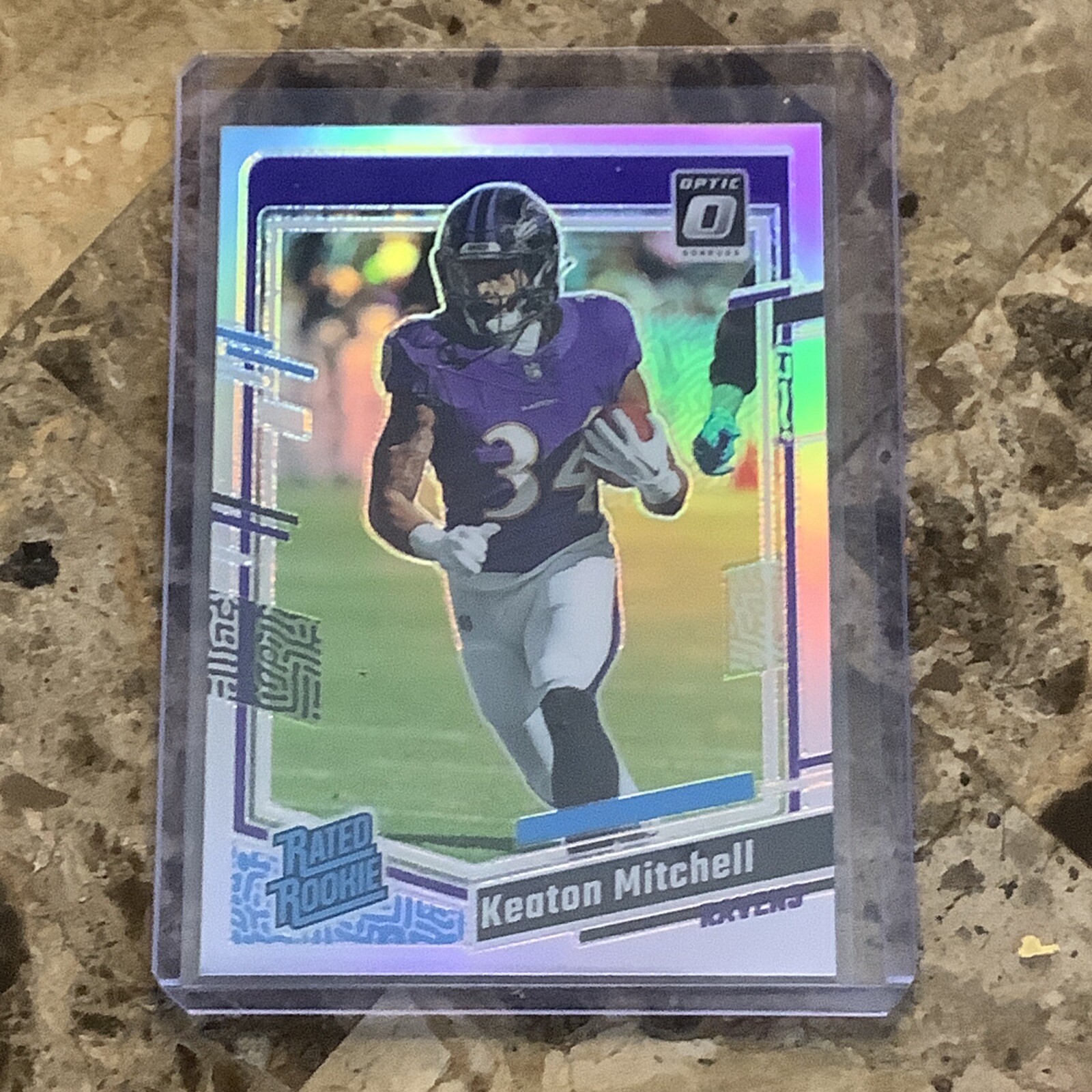 NFL 2023 Donruss Optic Keaton Mitchell #207 Rated Rookie Holo Silver Prizm B-19