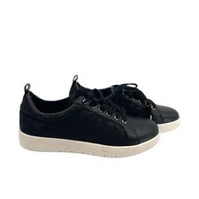 Black and White Leather Athletic Sneakers  Casual Chic