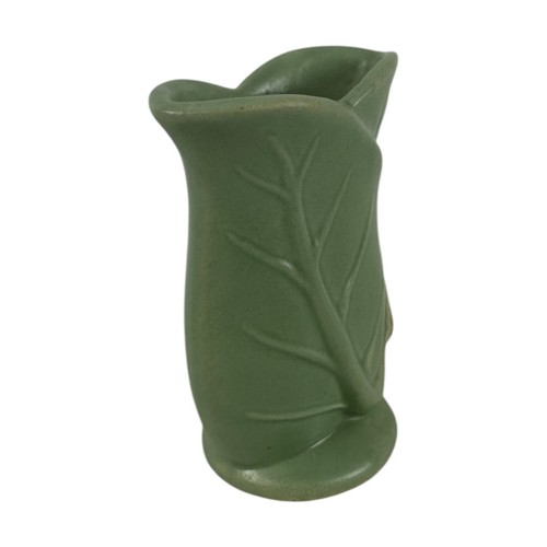 HAEGER Vase Celdon Green Leaf Vintage Pottery Clay MINIATURE ART DECO 4" - Picture 6 of 10