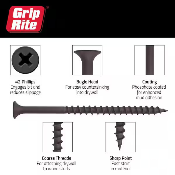 Drywall Screws 8 X 3 In Philips Bugle-Head Coarse Thread Sharp Point (25 lbs/Pk)
