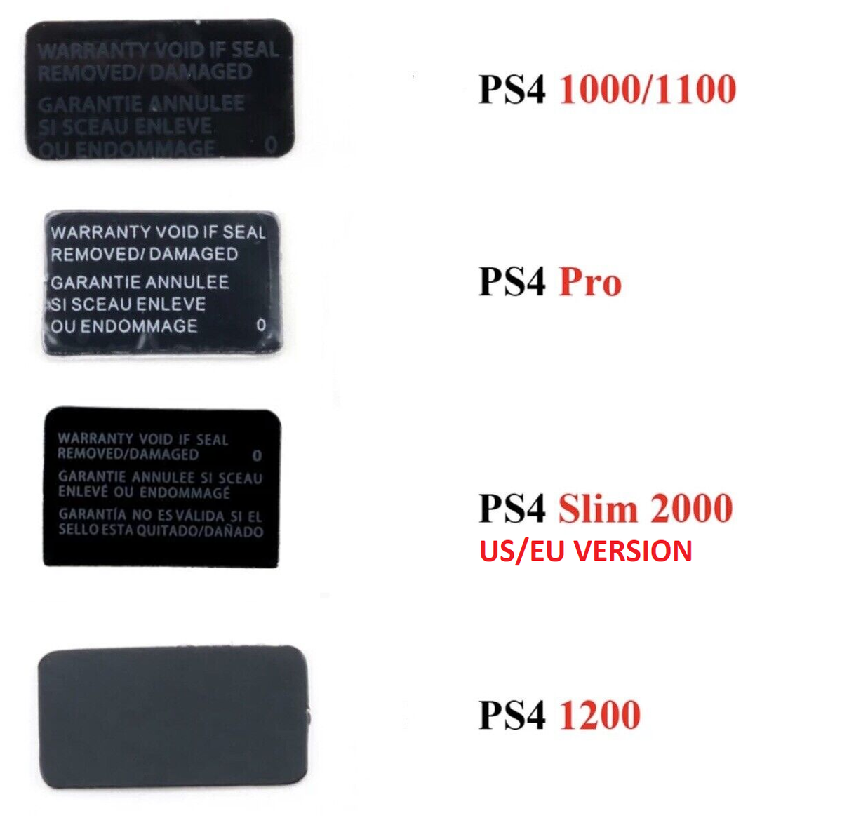 Autocollants Garantie PS4 (x2) Warranty Stickers PS4 (Pro Slim