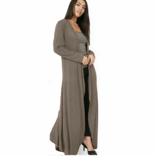 WOMEN'S LONG FULL LENGTH OPEN FRONT LONG BOYFRIEND MAXI CARDIGAN SIZE 8-26 - Picture 9 of 11
