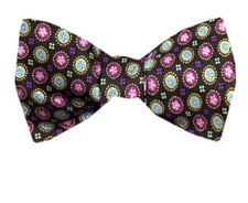 Men's 100 Dot Silk Designer Self Tie Woven Bowtie- NWT