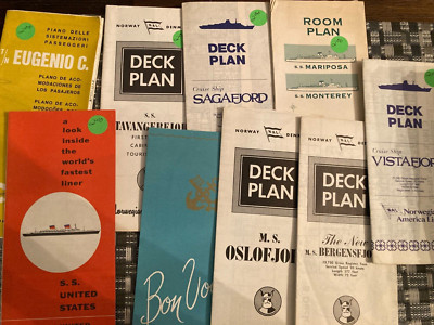 Vintage Cruise Ship Deck Plans Lot of 8 Norwegian, Costa Armatori, S.S. U.S.