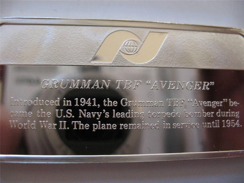 1-OZ.925 SILBER LUFT & SPACE BAR, 2285 GEPRÄGT (WWWII GRUMMAN TBF AVENGER) + GOLD - Bild 7 von 11