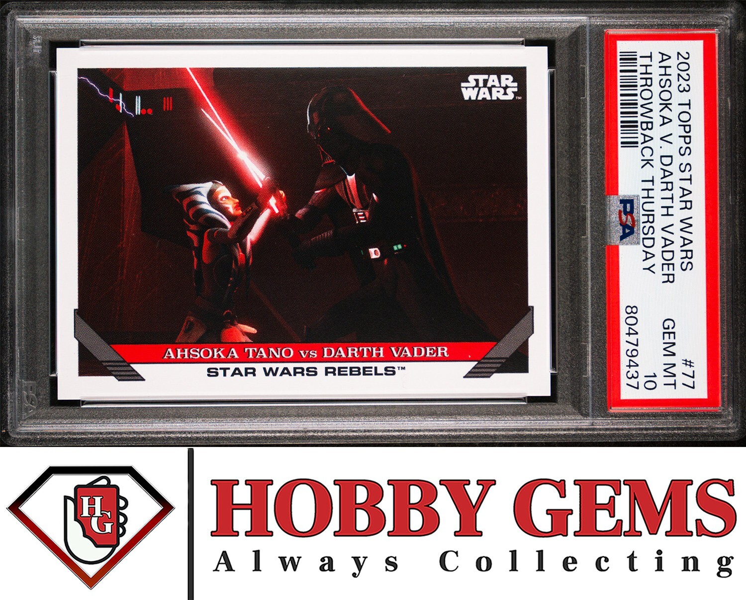 AHSOKA TANO DARTH VADER 2023 PSA 10 Topps Star Wars Throw Back Thursday #77 C5