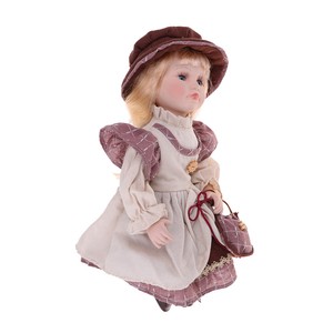 Dollhouse-Miniature-Porcelain-Little-Girl-Doll-with-Stand-Toy-Figure-Beige