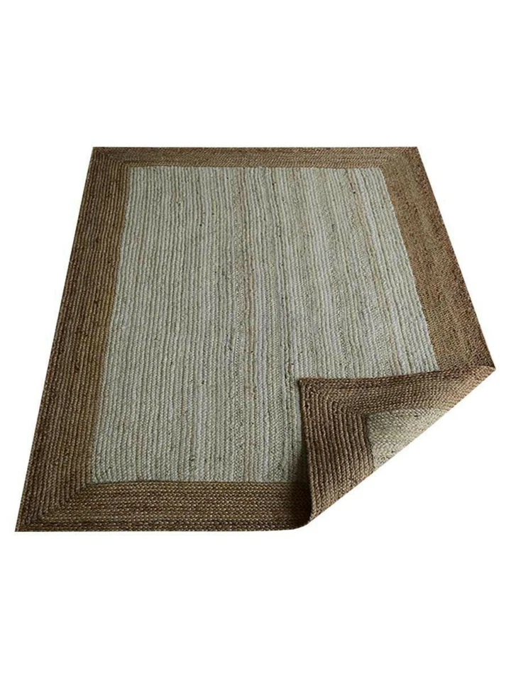 Hand Woven Jute Eco-friendly Area Rug Oriental White Natural BBH Homes BBJ00016 - Image 3 of 4