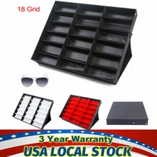 18 Slot Eyeglass Sunglasses Glasses Storage Display Grid Stand Case Box Holder
