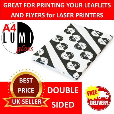 A4 200 gsm GLOSS 2 SIDED PRINTER PAPER x 125 sheets for LASER & DIGITAL PRINTERS - Image 1 of 4
